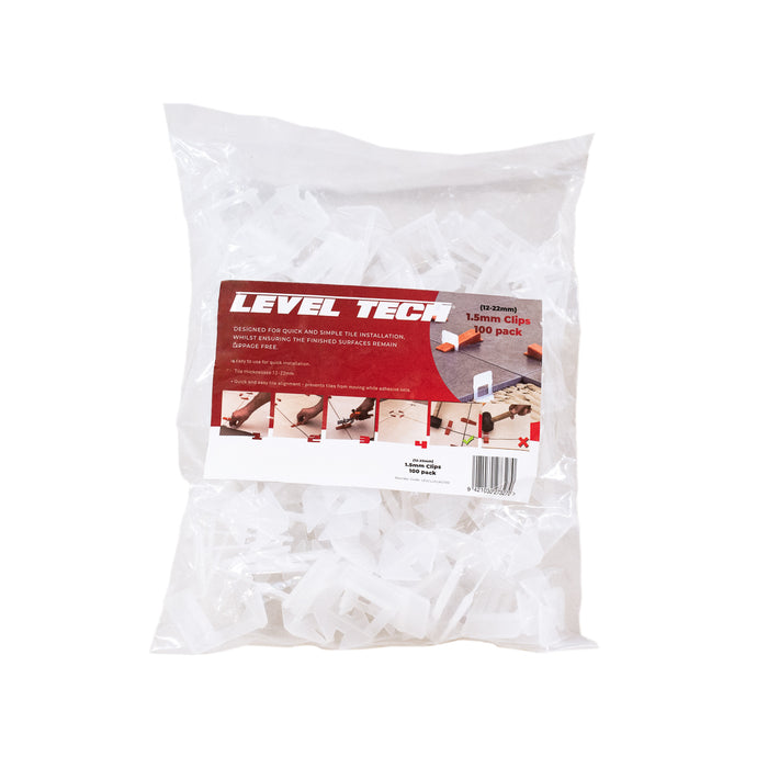 Level-Tech Tile Levelling Clips 1.5mm (3-12mm)