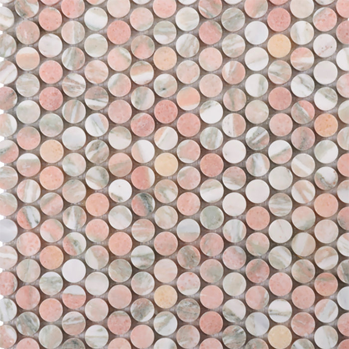 Penny (19mm) Norway Rose Honed Mosaic 295x313