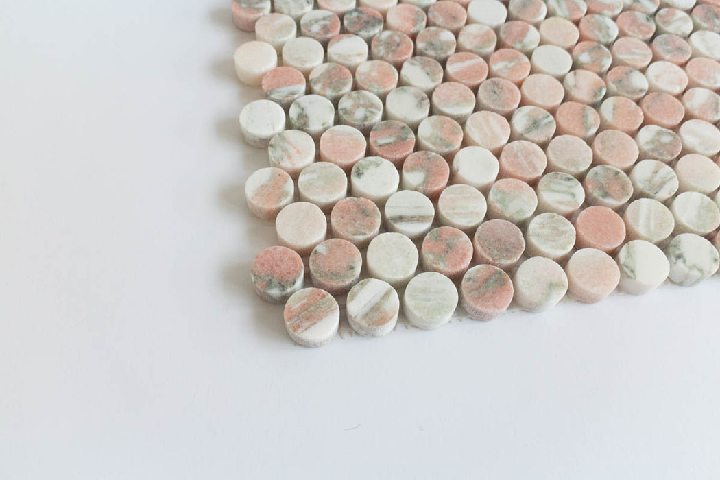 Penny (19mm) Norway Rose Honed Mosaic 295x313